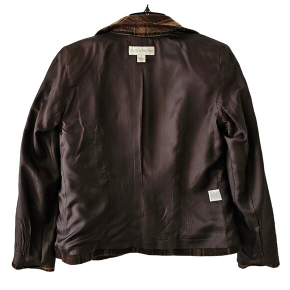 Petite Sophisticate Plaid Lined Wool Zip Jacket | Like New | 2P | Brown Tan Red - Picture 10 of 16